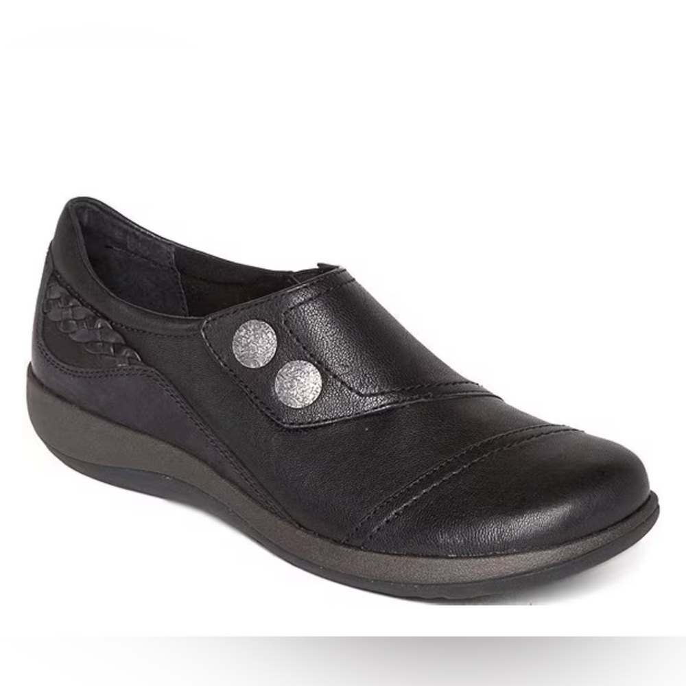 Aetrex Black Flats with Silver Accents